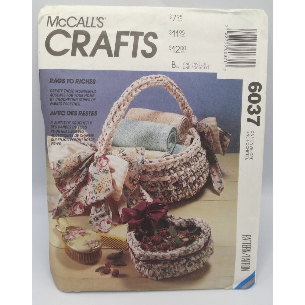 McCall's Crafts 6037 Crochet Rags to Riches Home Decor 90s Vintage